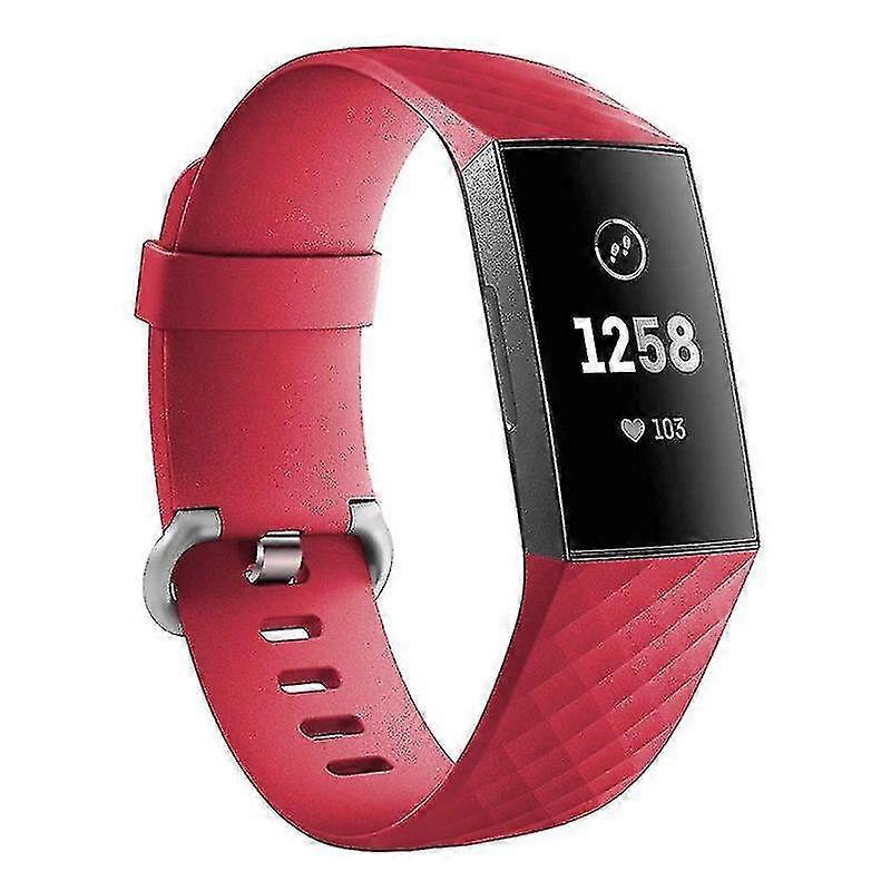 silicone bracelet compatible with fitbit charge 3(red)