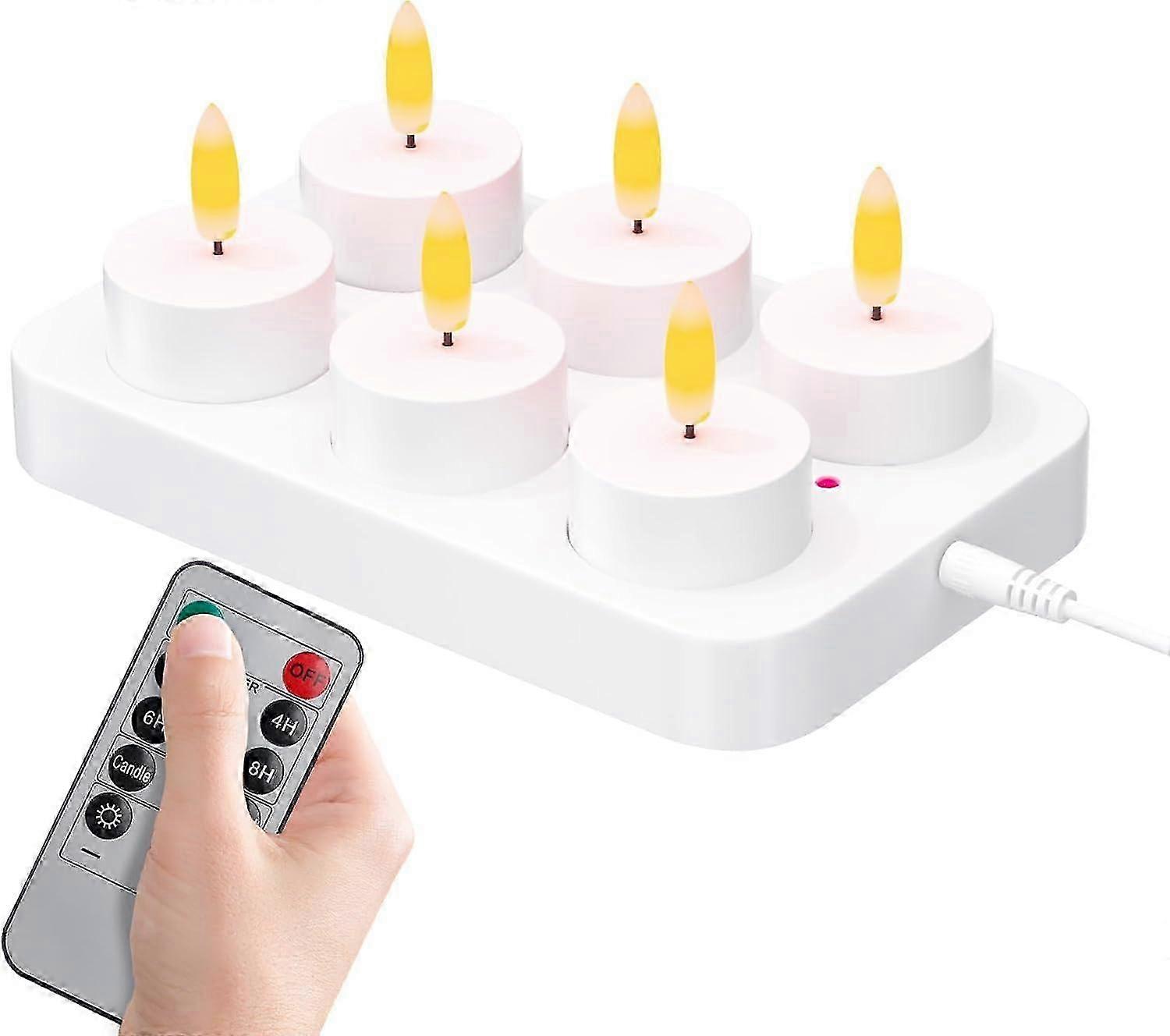 Pacote de 6 Luzes de Chá LED com Temporizador Velas Recarregáveis Luz de Chá LED Velas Sem Chama Luz de Vela Piscante Luz Noturna Luzes de Chá Elétricas