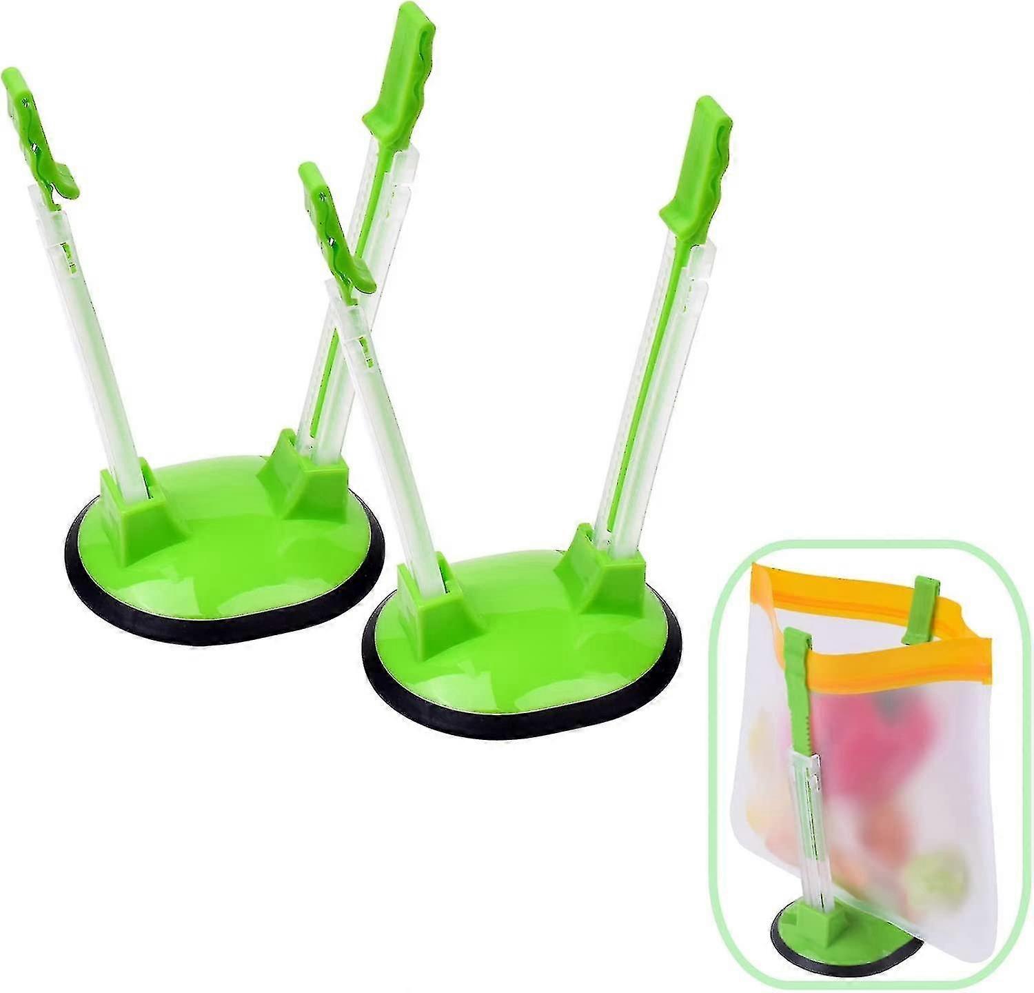 食品準備バッグ、サンドイッチバッグホルダー、食品保存袋Clipc pのための2pcsバギーラックホルダー