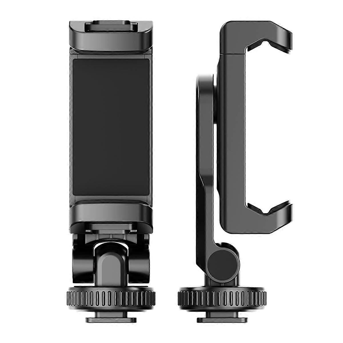 Multi-Functional Phone Holder Clamp Phone Tripod Mount Rotatable with Dual Cold Shoe Mounts for Smartphone Vlog