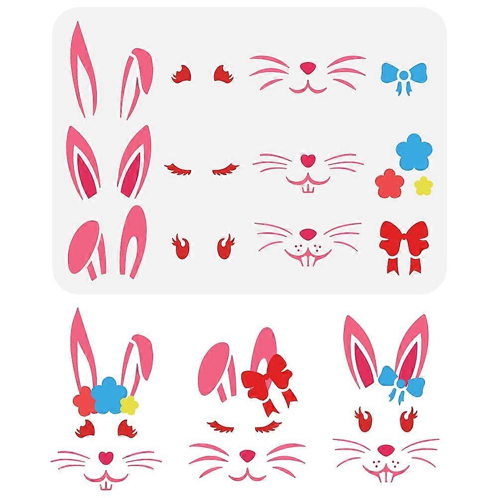 1pc Easter Bunny Face Stencil Reusable Cute Rabbit Eye and Ear Drawing Stencil Easter Theme Decoration Stencil