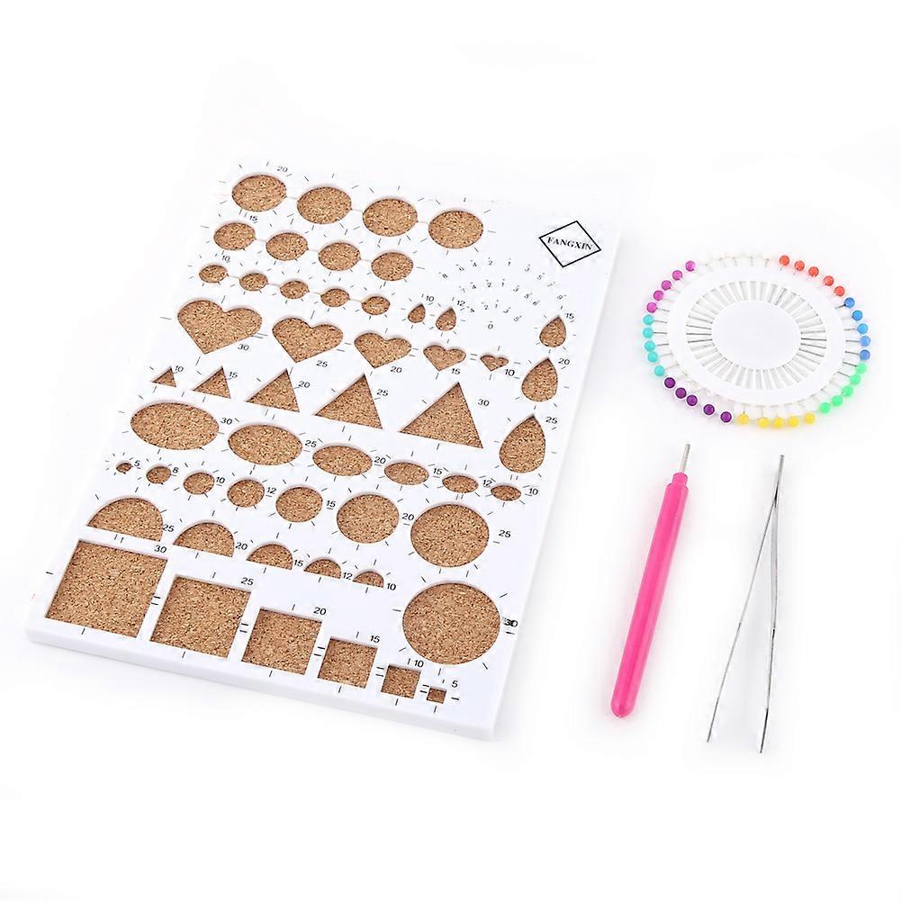DIY Paper Craft Template Board Tweezer Pins Slotted Pen Quilling Tools Kit (White)