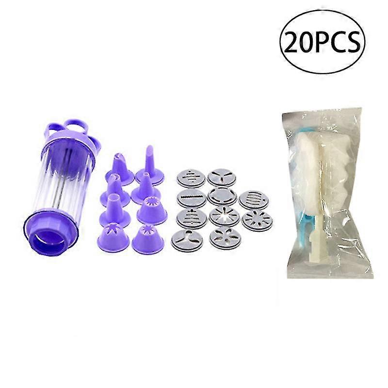 cookie press kit plastic biscuit maker comfort grip dessert decorator cake decorating supplies with 10 disks 8 icing tips and brush
