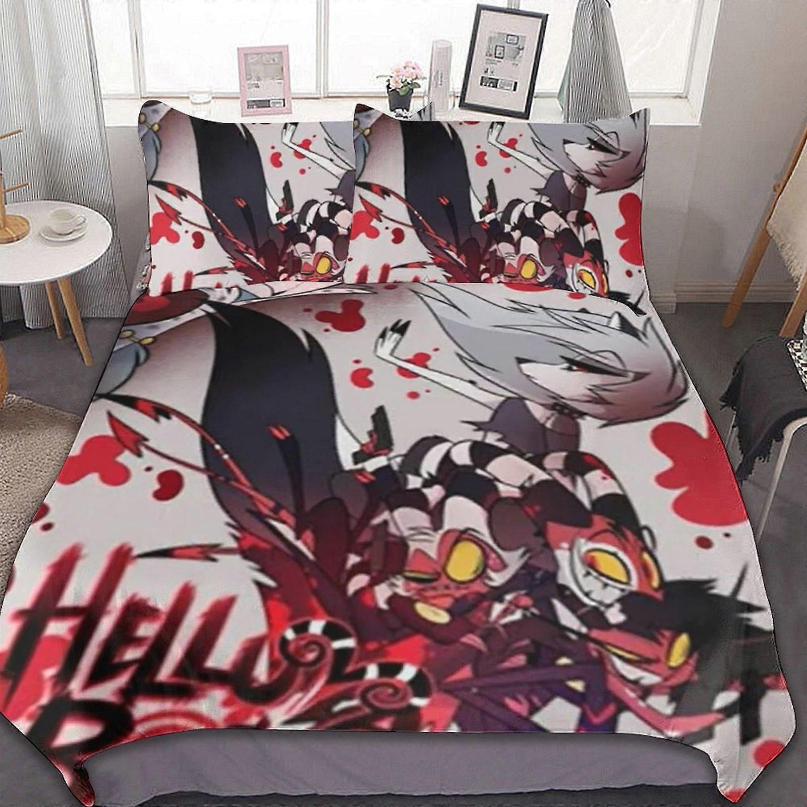 d349 Helluva Boss Series 3 pièces Ensembles de literie Ensembles de couette douce Décorer Cadeaux de chambre avec 1 housse de couette 2 taies d’oreiller fv349