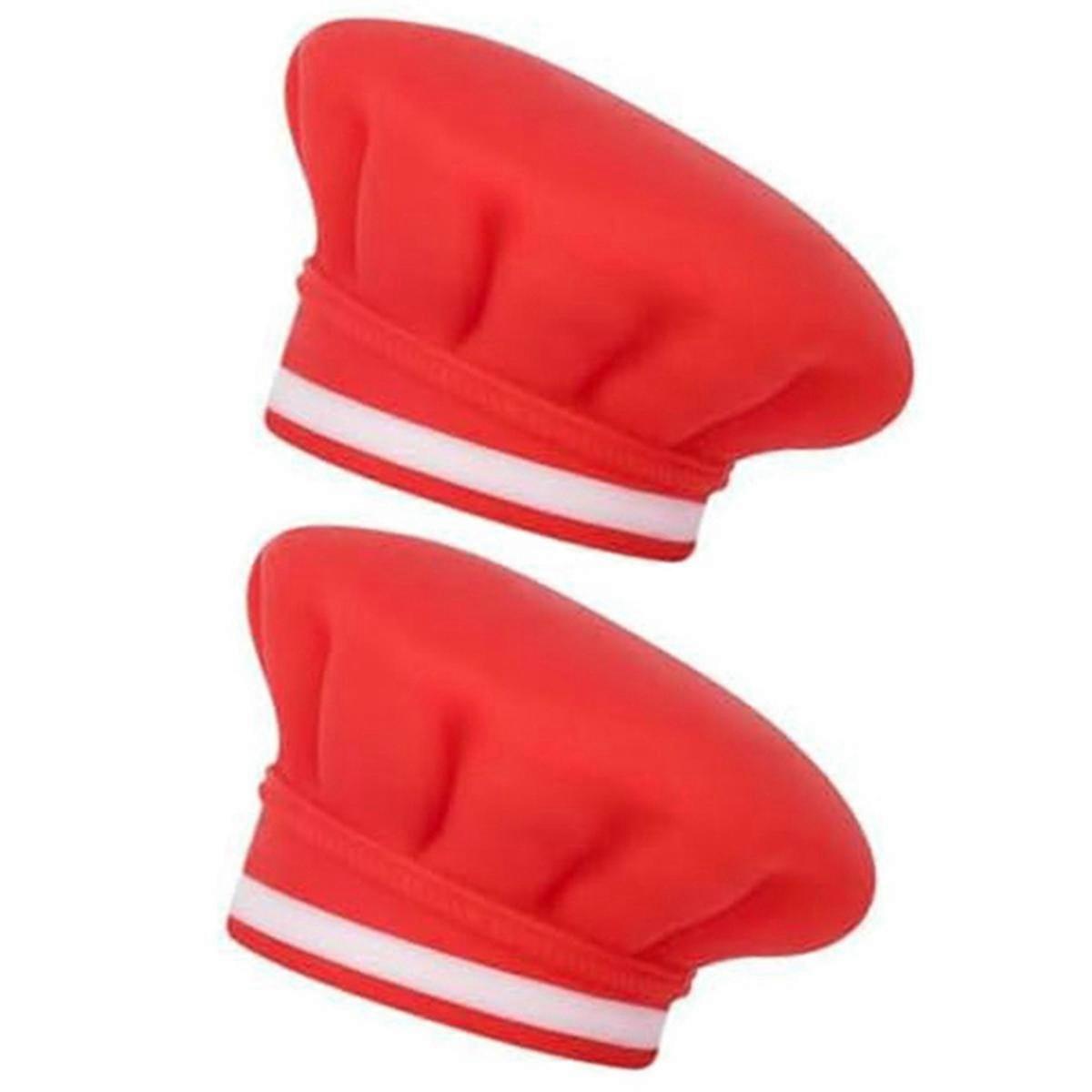 2Pcs Reusable Silicone Wine Stopper,Chef Hat Shaped Champagne Beverage Stoppers Red
