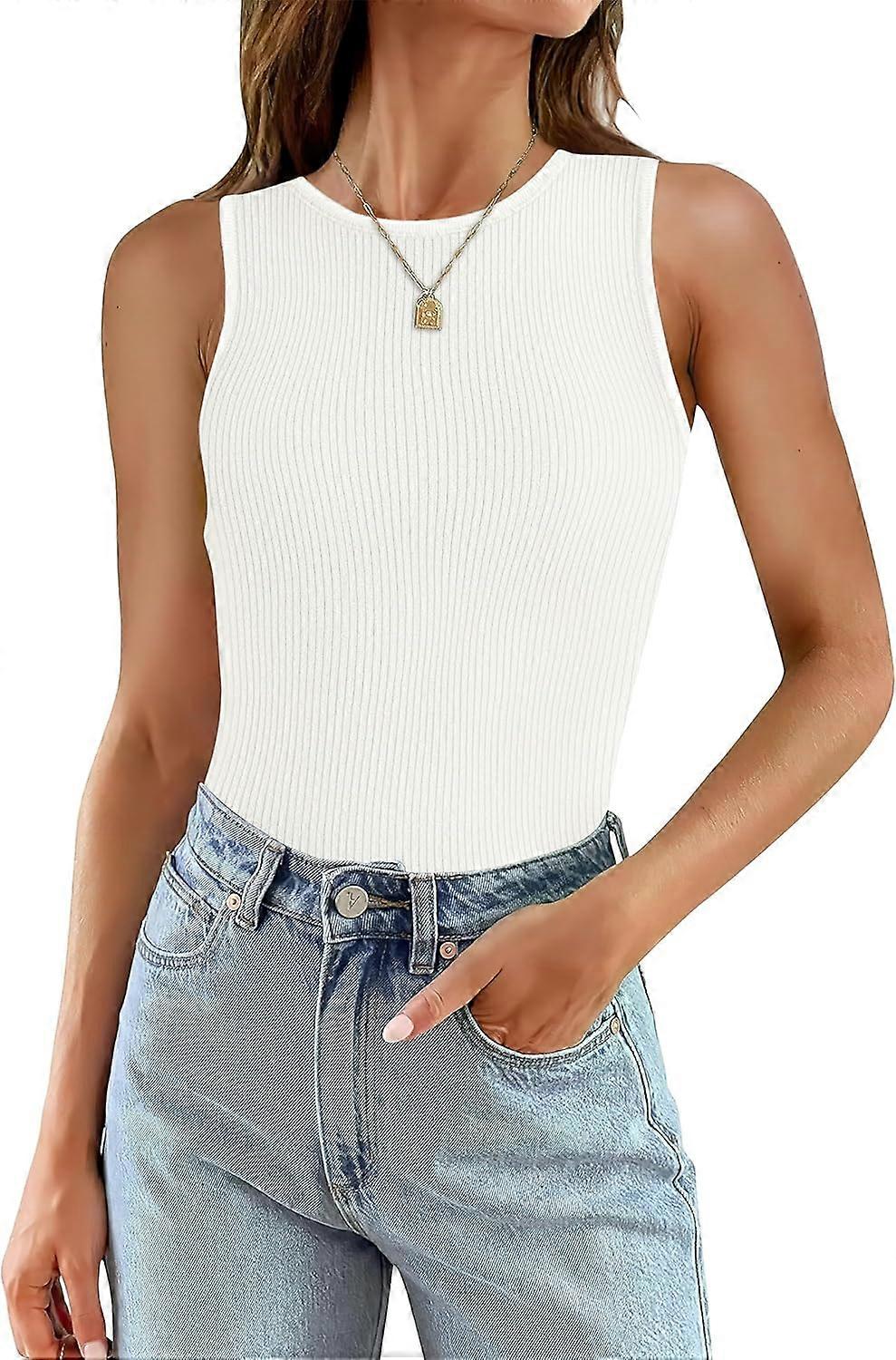 Damenmode Gerippte Hemden Ärmellose Arbeitstanktops