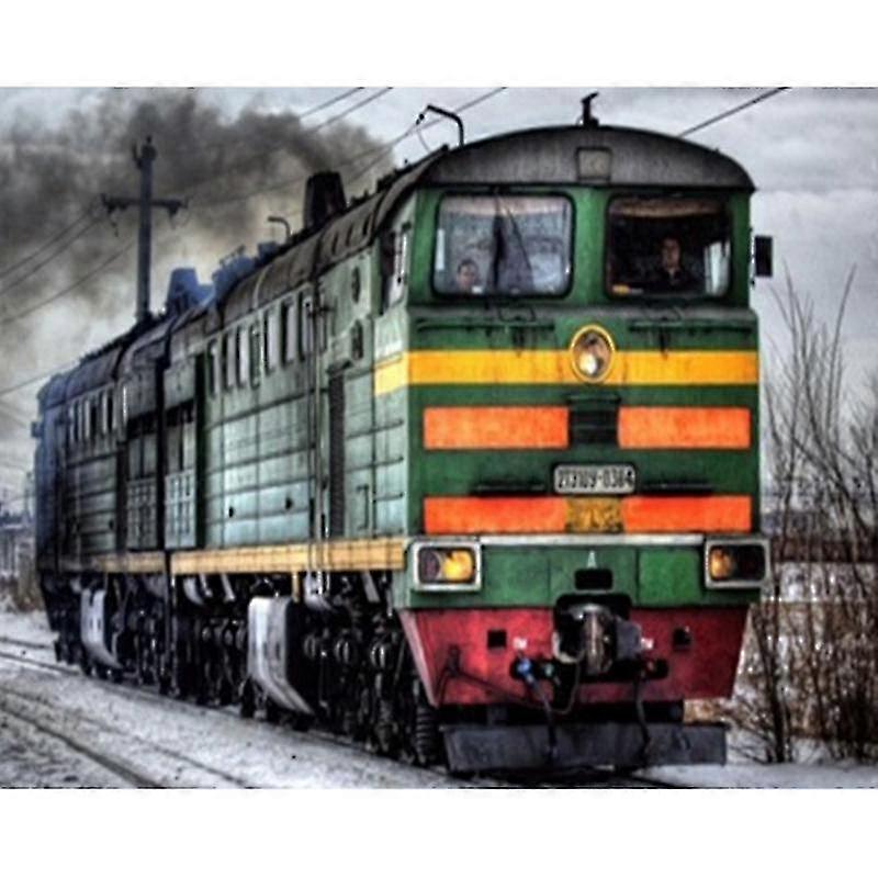 Bir Tren Tepsisi Lokomotifi "Diy Elmas Boyama Tam Yuvarlak Matkap Çapraz Dikiş Mozaik Elmas Nakış ve Desenler