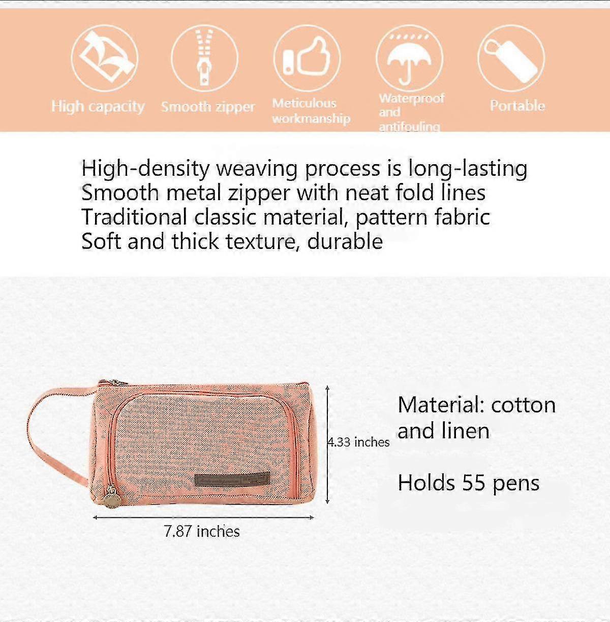 Shxx Saytay Simple Creative Pencil Case Canvas Multi-layer Large Capacity Stationery Bag For Students St-001 Xq-bd390