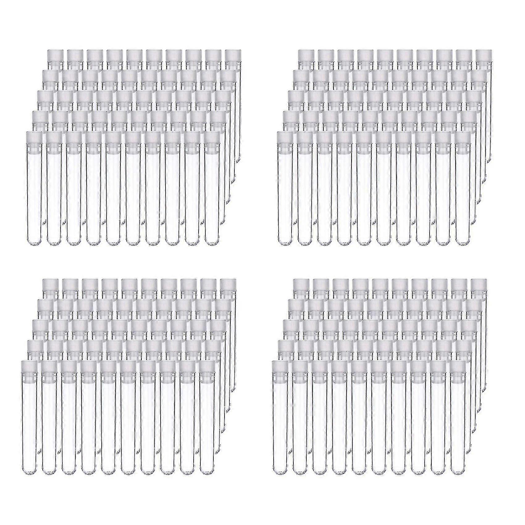 100pcs Clear Plastic Test Tubes With White Screw Caps Bottles