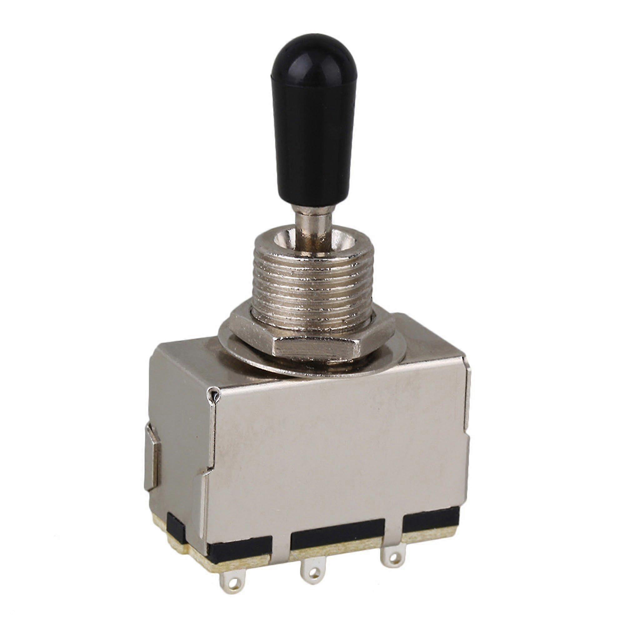 Silver Nickel-plated 3 Way Momentary Toggle Switch Black Handle For Guit