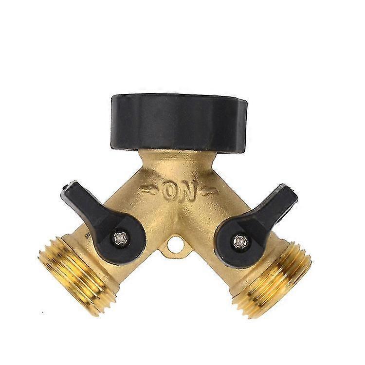 Hose Y Valve Connectors Copper Hose Splitter Brass Y Valve Water Outdoor Garden Hose Adapter 2 Way Y Valve Y Hose Adapter Garden Faucet Y Valve +3/4"