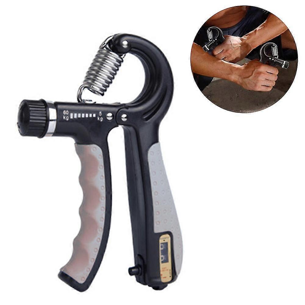 Hand Grip Strengthener Counting Forearm Trainer Workoutblack Gray