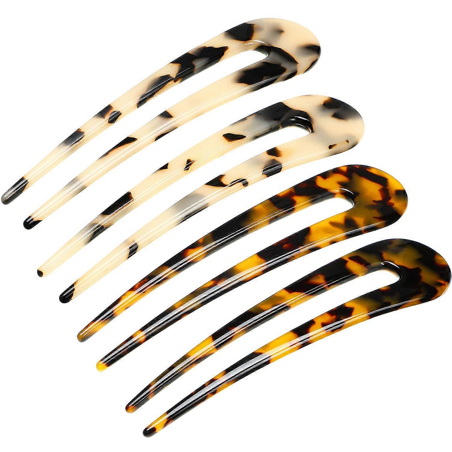 4 Pieces French U-shaped Hairpin with Two Prongs U Shape Hair Cli