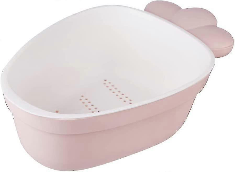 2 Pcs Drain Basket,plastic With Plastic Handle Vegetable Basket Wash Double Layer Drain Basin Design Detachable Fruit Colanders Use For Drain