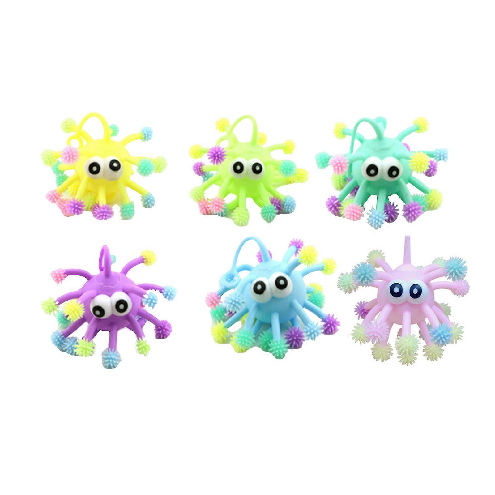 Luminous Big Eyes Ball Toy Light-up Cartoon Snowflake Ball Anxiety Relief Elastic TPR Stress Ball Decompression Toy Kids Adults Gift