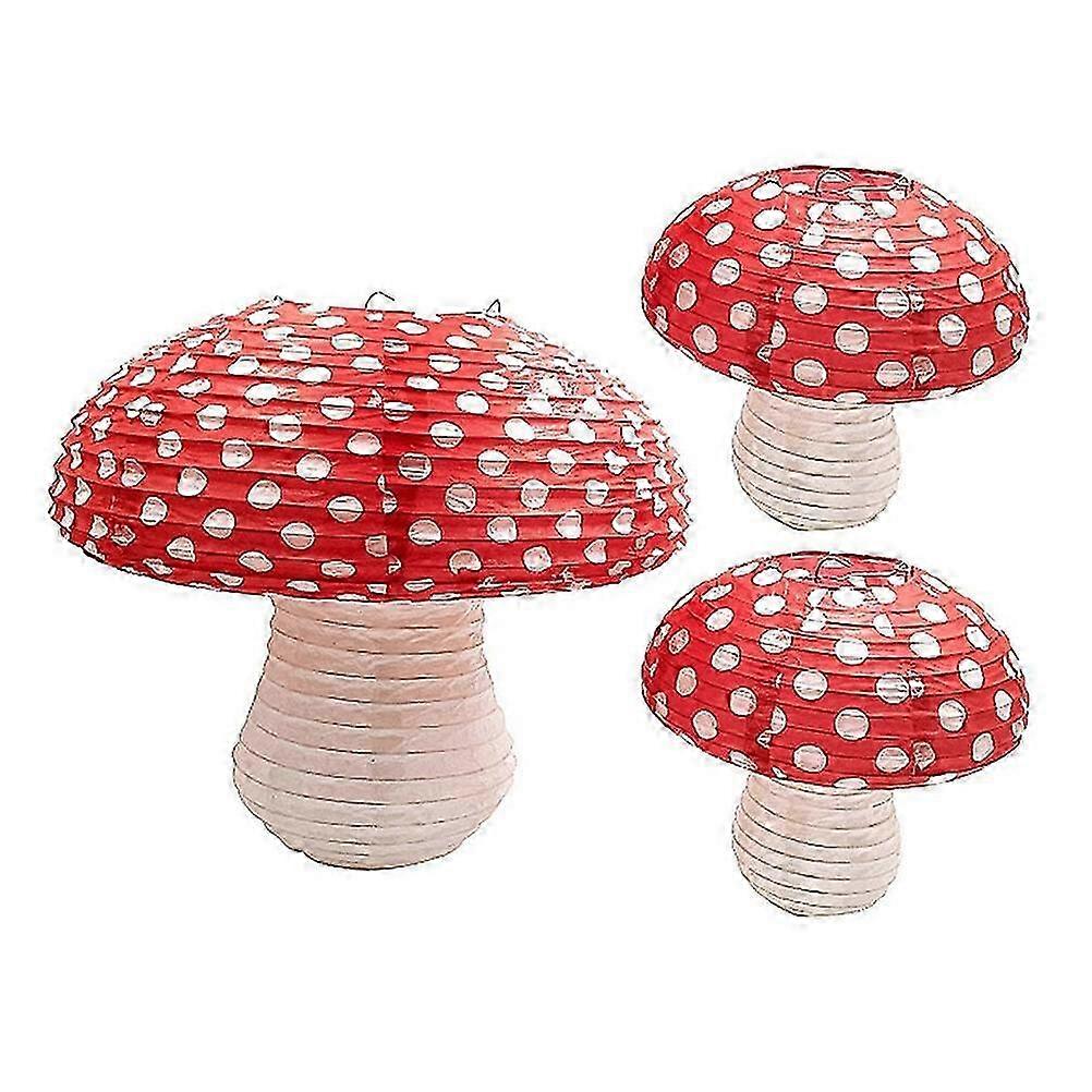 3pcs Mushroom Shape Lantern 3D Hanging Lanterns Scene Layout Decor Lantern