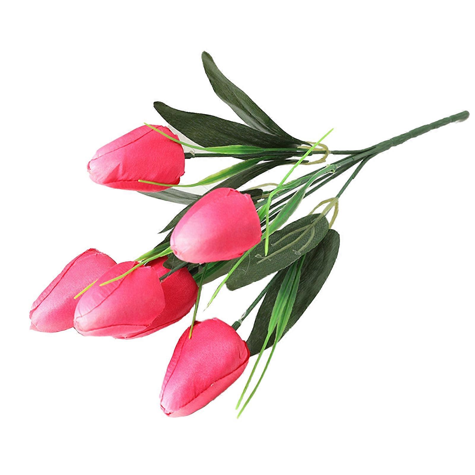 1 Branch Artificial Flower No Watering Never Fade Faux Silk Cloth Wedding Bridal Handheld 6 Heads Simulation Tulips Home Decor KAESI