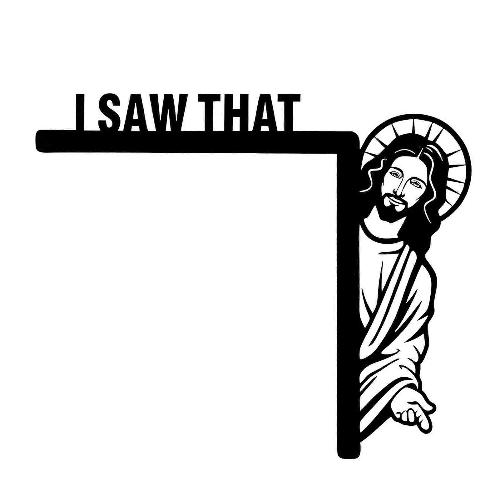 Door Frame Decor Wood Funny Door Sign Jesus I Saw That Frame Corner Ornament for Home Wall Furniture