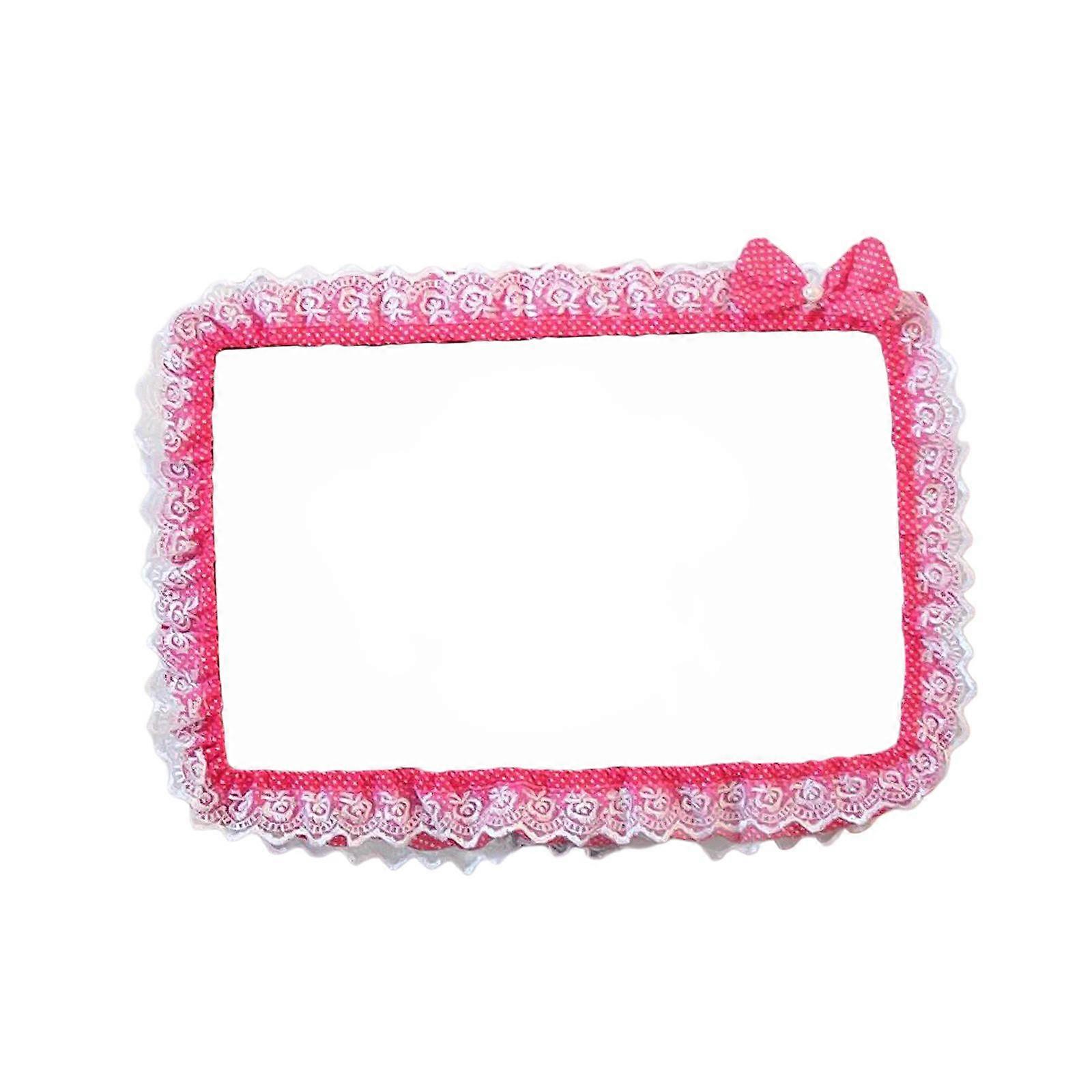 Computer Screen Frame Border Cover Lace Fabric Protective Case with Bowknot 17 to 22 inch rose red