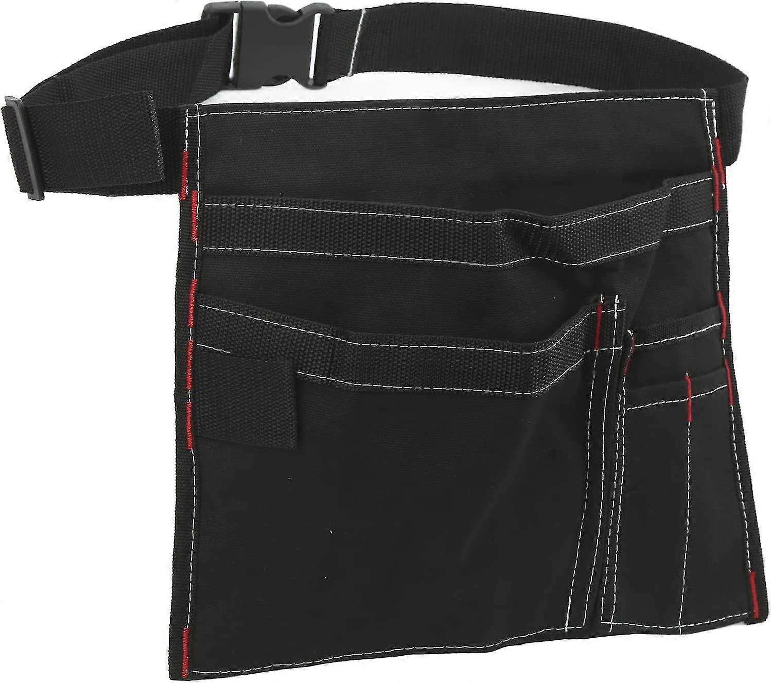 Single Sided Tool Belt Pouch, 6 Pockets Canvas Work Apron With Adjustable Strap, Tool Belt