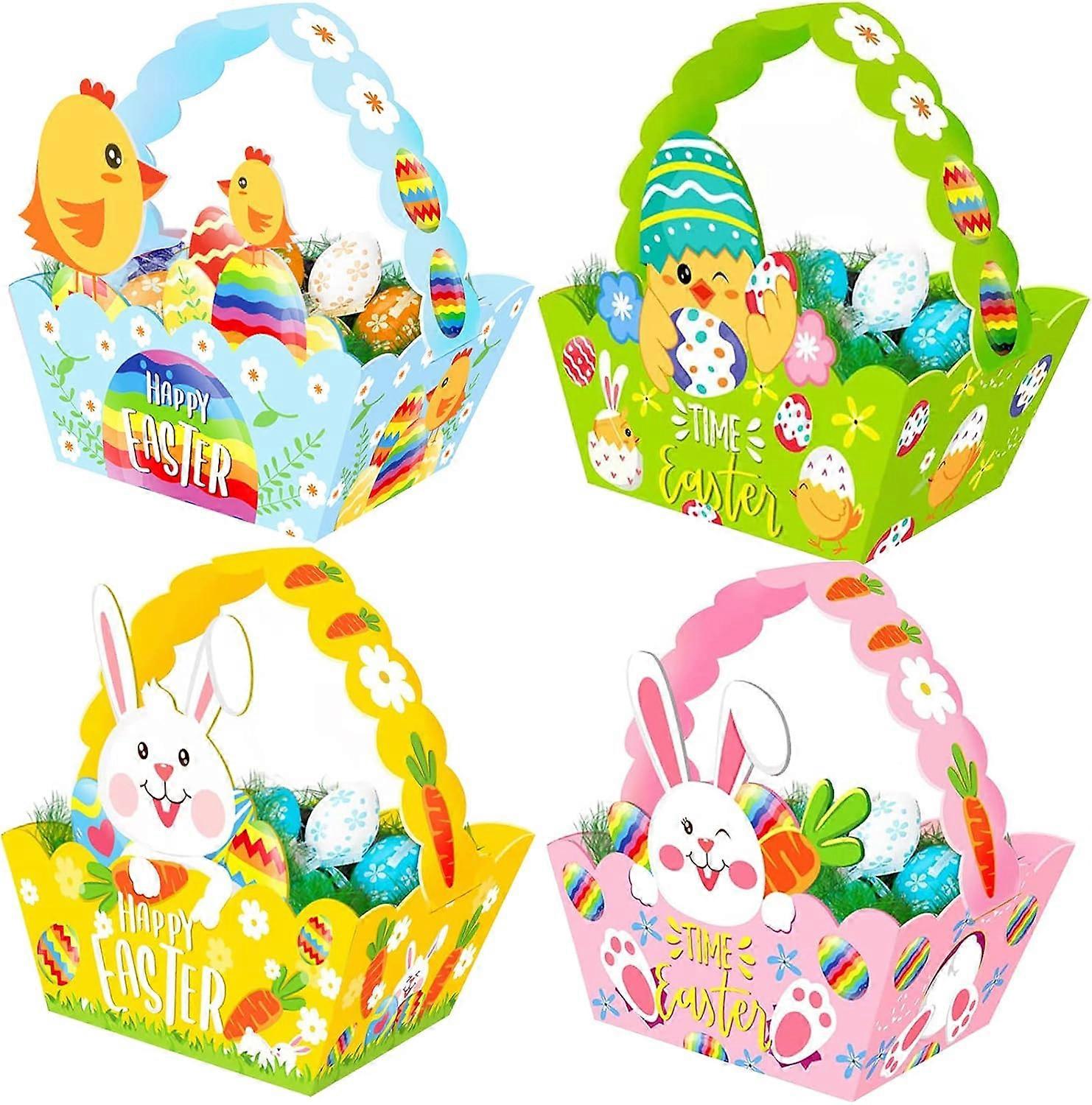 4 st påskäggjaktskorg för barn, barnfest, pyssel, presentkorg - vårpåskäggjaktspresenthållare