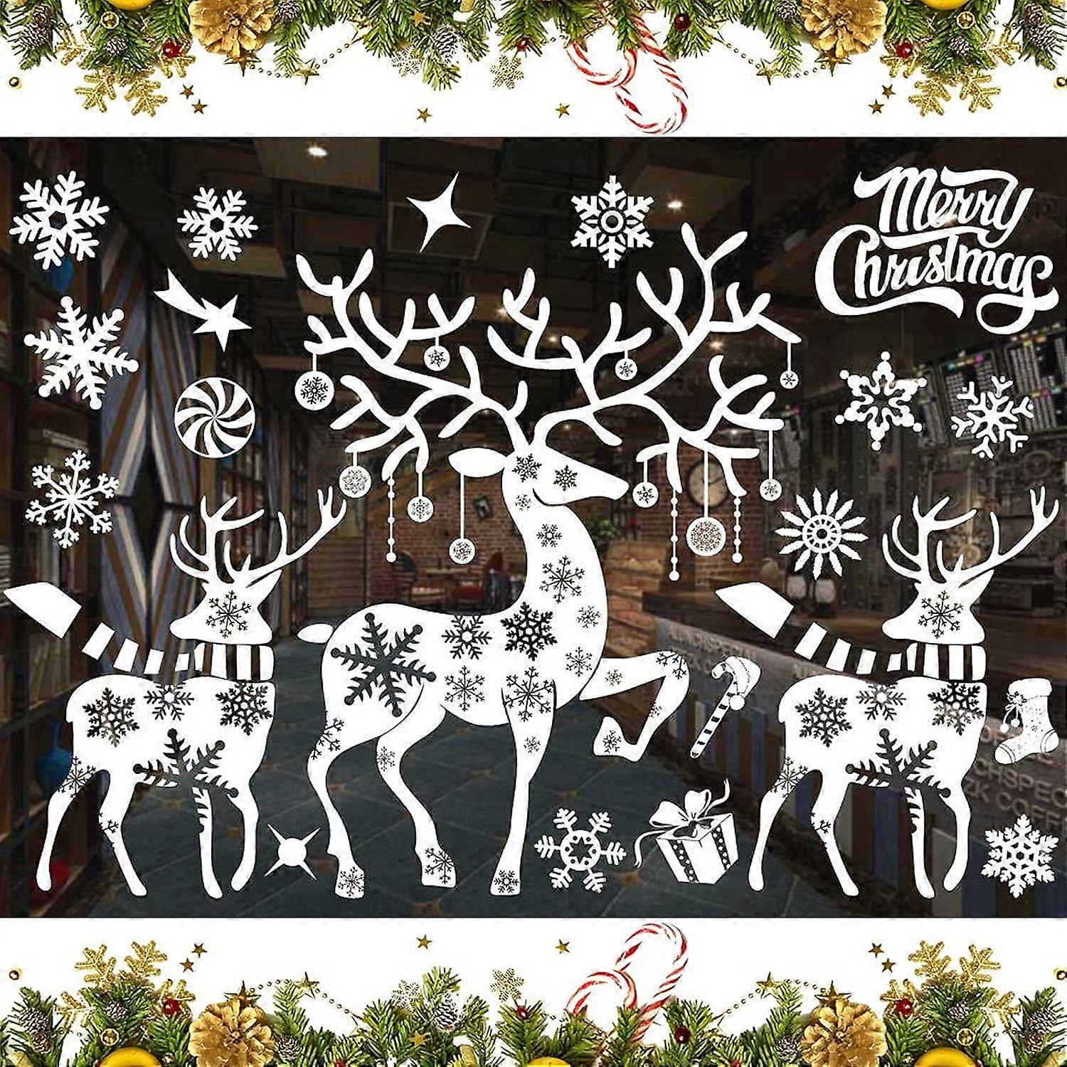 snowflake reindeer window picture