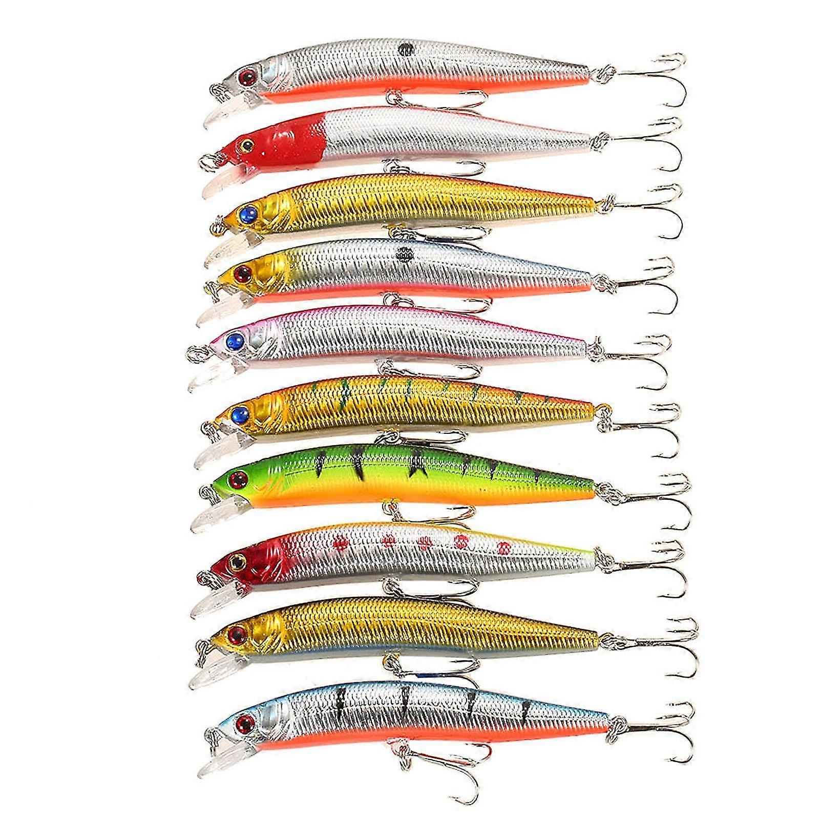 10pcs Minnow Haken Plastik Angelköder Köder Köder Kurbel Köder Set Fisch Köder Wobbler Harte Köder