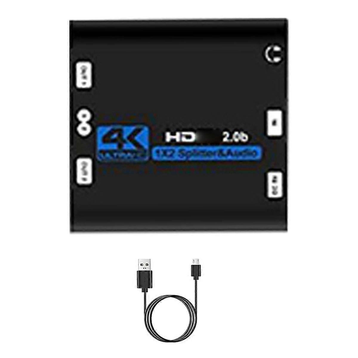 -Compatible Splitter 1 in 2 Out with Audio Extractor HDR 4K 60Hz -Compatible 2.0 1X2 Splitter Distr