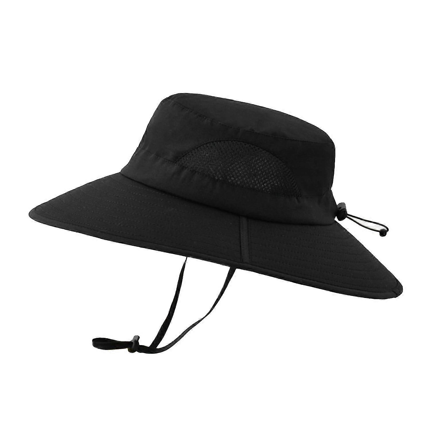 Sun Hat Wide Brim Breathable Mesh Drawstring Packable Windproof Sun Protection Quick Drying Men