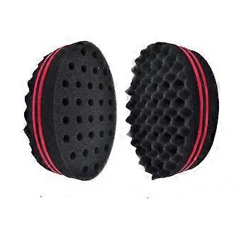 2pc Double Side Barber Hair Brush Sponge Locking Afro Curl Twist Dreads Coil Wave WG