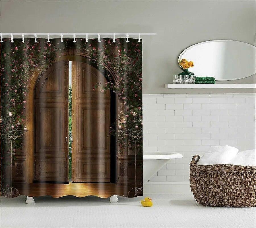 カラフルな植物の木風光明媚な森のシャワーカーテンバスルームカーテンフック付きフラビック防水ポリエステルバスカーテン-1436 / 2025新しい