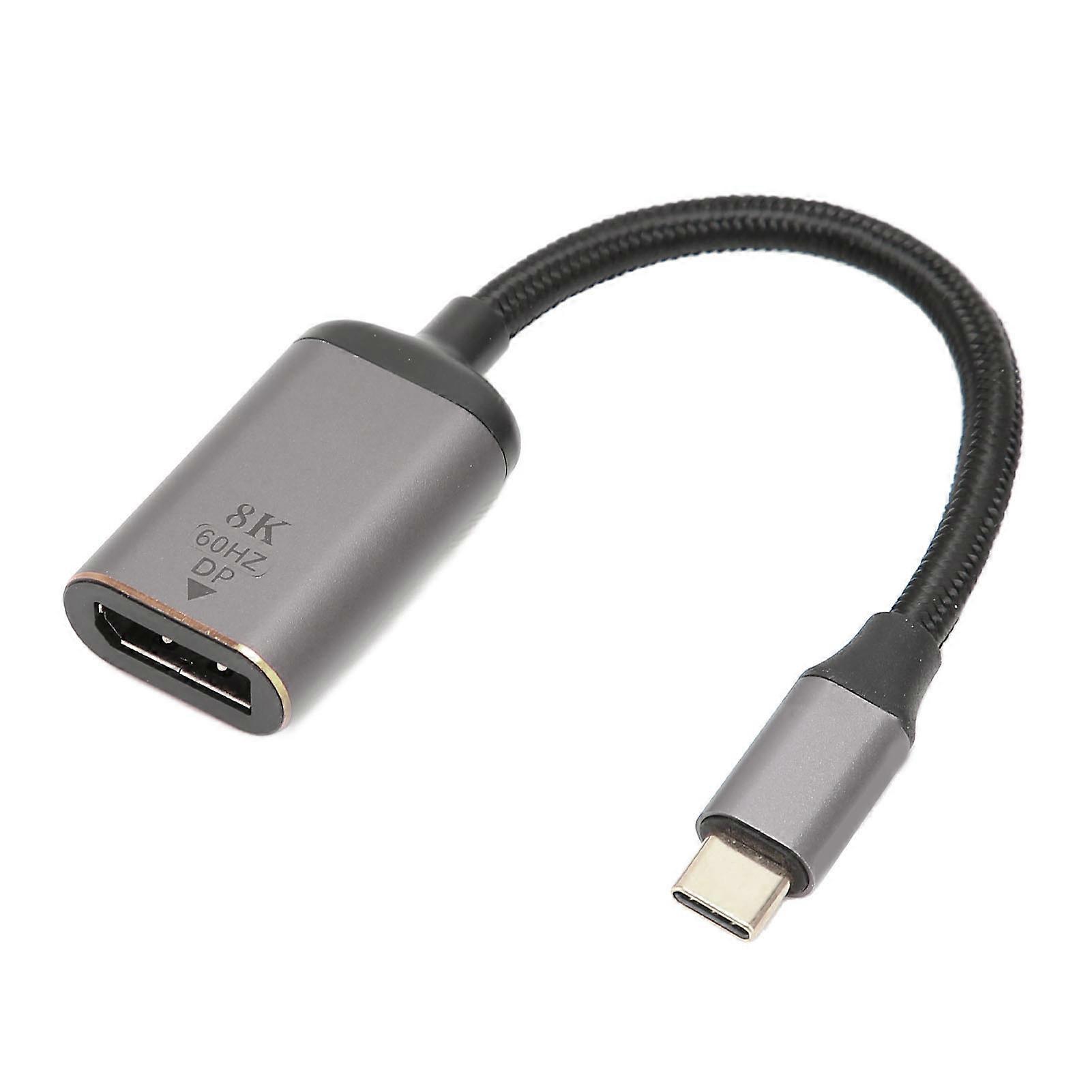 USB C Adapter for DisplayPort Aluminum Alloy 8K 30Hz 4K 144Hz HDR Plug and Play