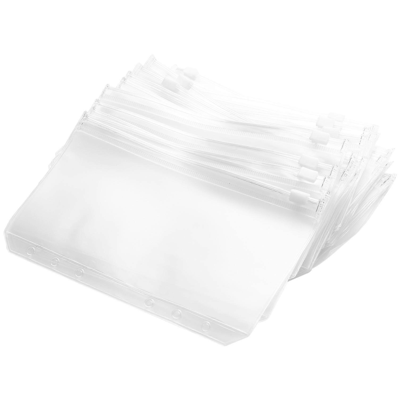 34 Pcs Pockets A6 Size 6 Holes Zipper Pouch Folders Clear Waterproof Pvc Loose Leaf Bags For 6 Ring
