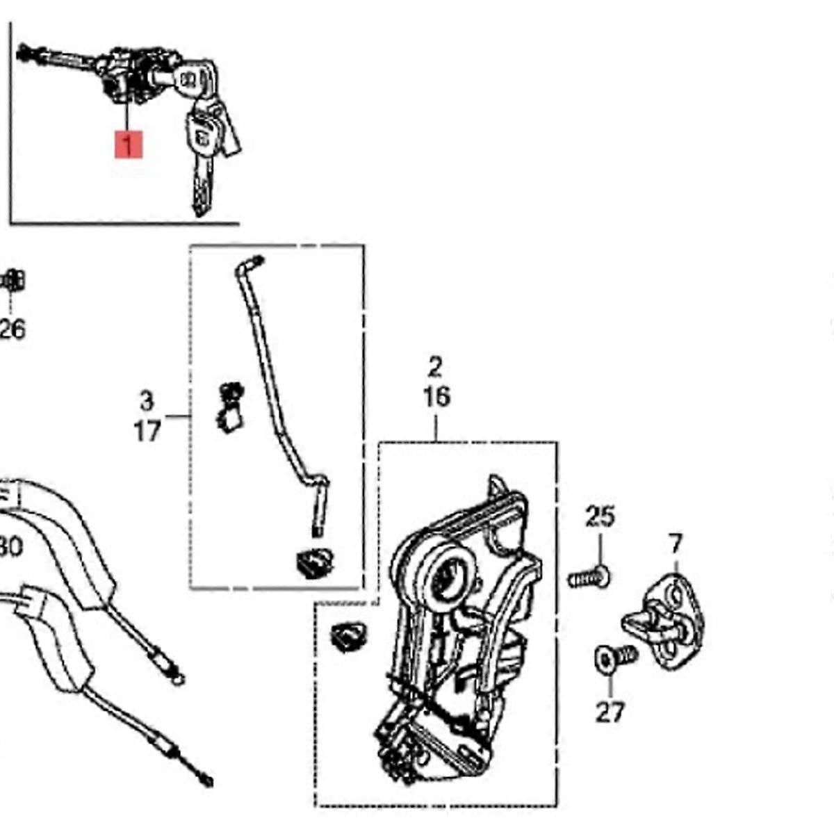 04921-TEA-A01 Left Driver Door Lock Cylinder with 2 Keys FC1 FC7 for 2016-2021 Front Door Lock 0492