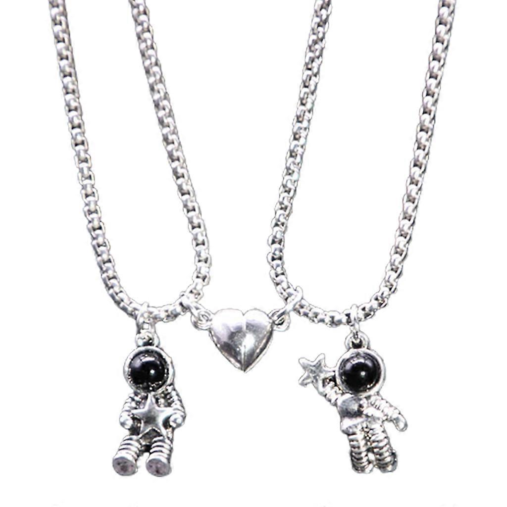 2 Pcs Mutual Attraction Couples Special Matching Necklaces Spaceman Pendants
