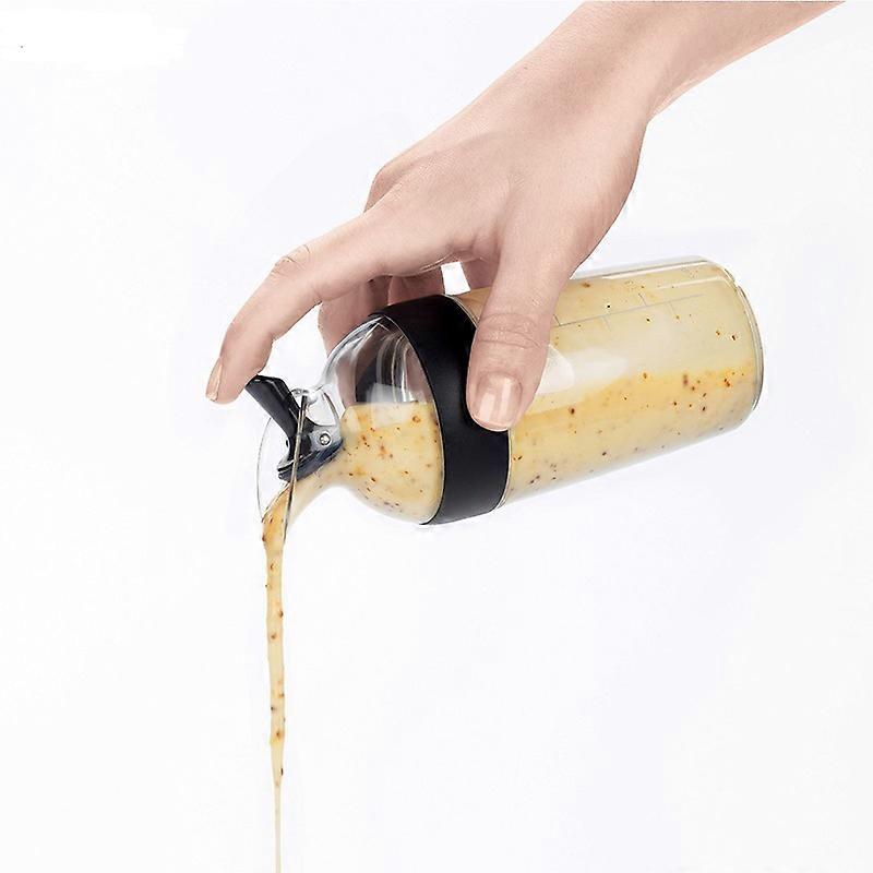 Black Compact Dressing Shaker - Salad Dressing Shaker - Clear Bottle