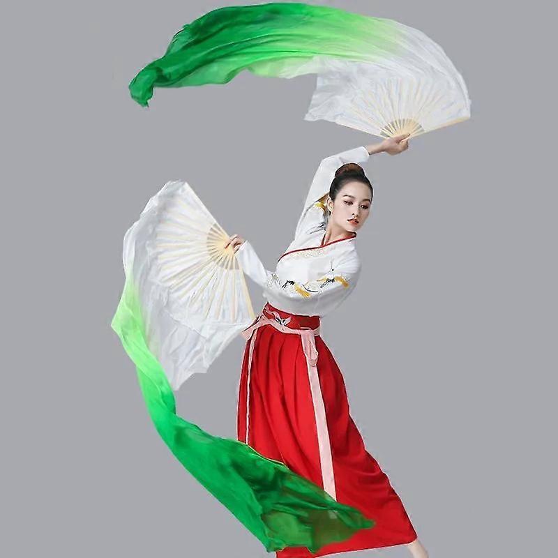 1 Pair Belly Dance Fans Faux Silk Dance Long Fans Handmade Gradient Colour Dance Fans Customizable