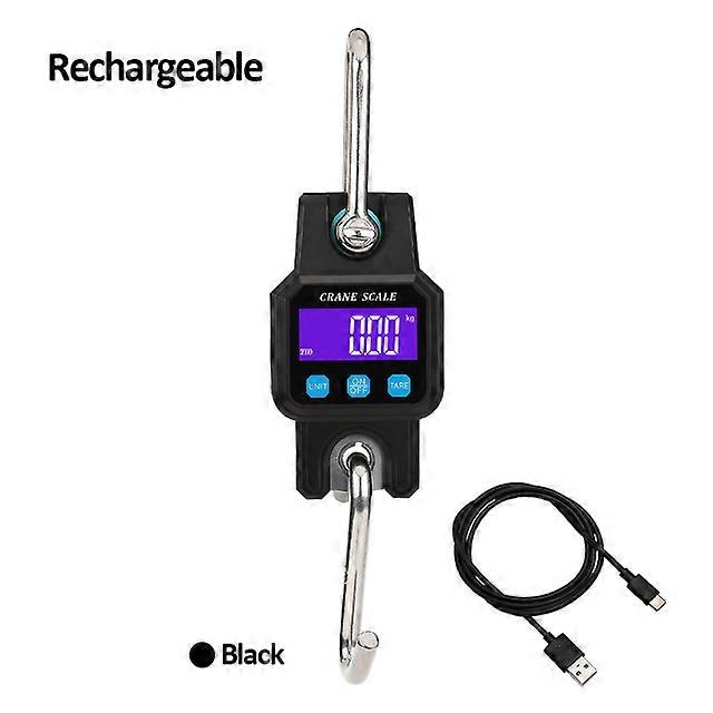 300kg Digital Hanging Scale Rechargeable Portable Heavy Duty Crane Scale Stainless Steel Hook Scale Weight Balance Luggage Scale