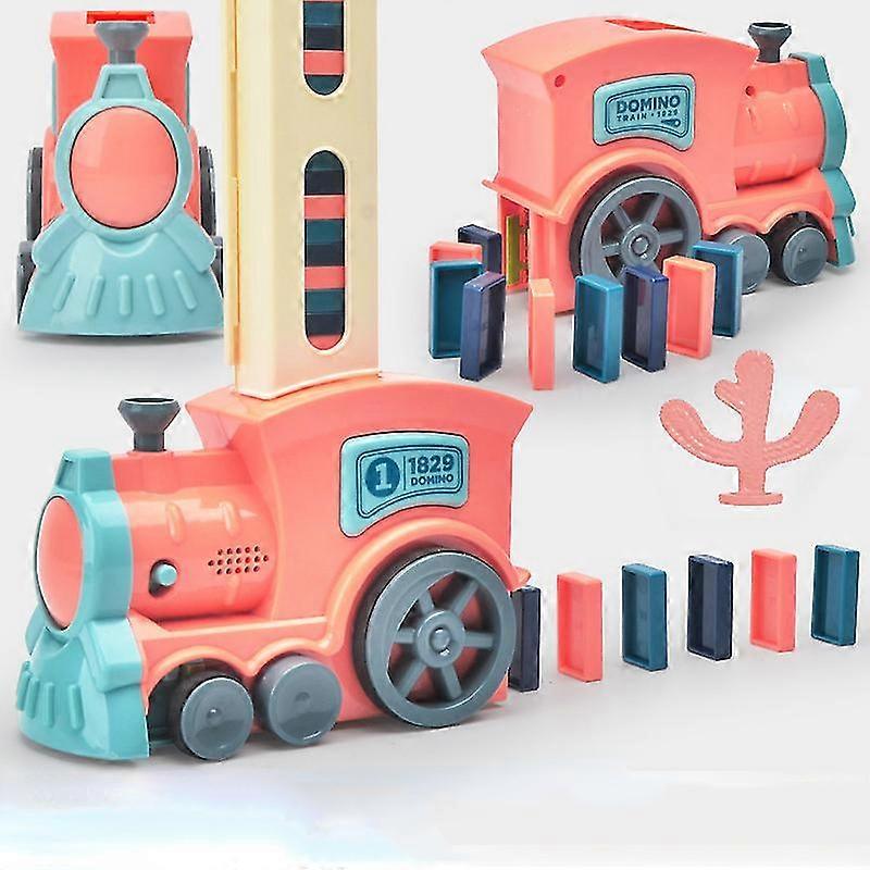 Domino Train Toy, 60pcs Domino Train Blocks Set, Automatic Domino Laying Electric Train With Sound, Kids Building And Stacking Train Dominoes Game Toy