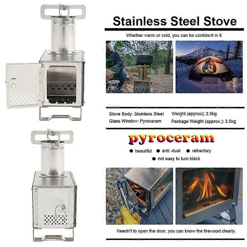 Soomloom Wood Burning Stove Stainless Steel Compact Portable Solo