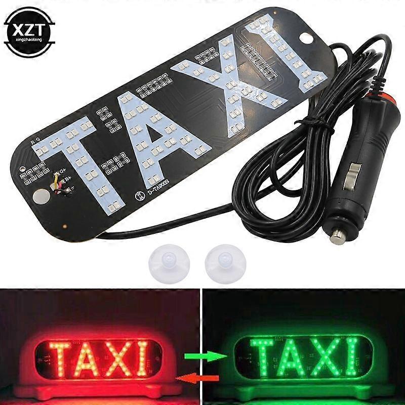 Taxi Car LED Indicator Light Panel Sign Warning Light 2 ColorRed Green Cigarette Lighter with Suction Beacon Signal Taxi Light