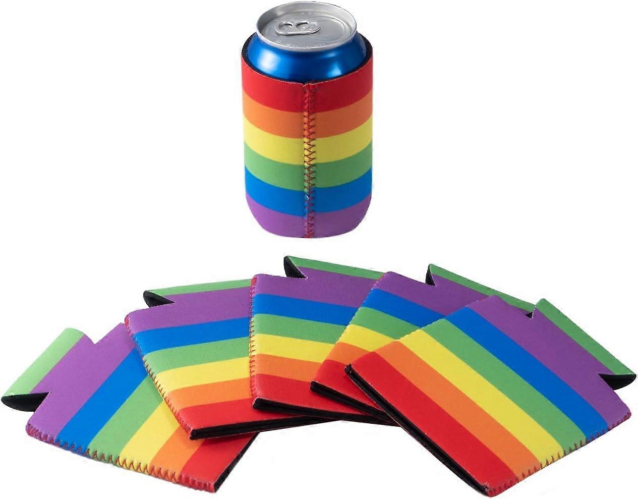 6PCS Can Cooler Cover Beer Beverage Bottle Neoprene 3mm Cooler Sleeve for Parties Parties Picnics BBQs