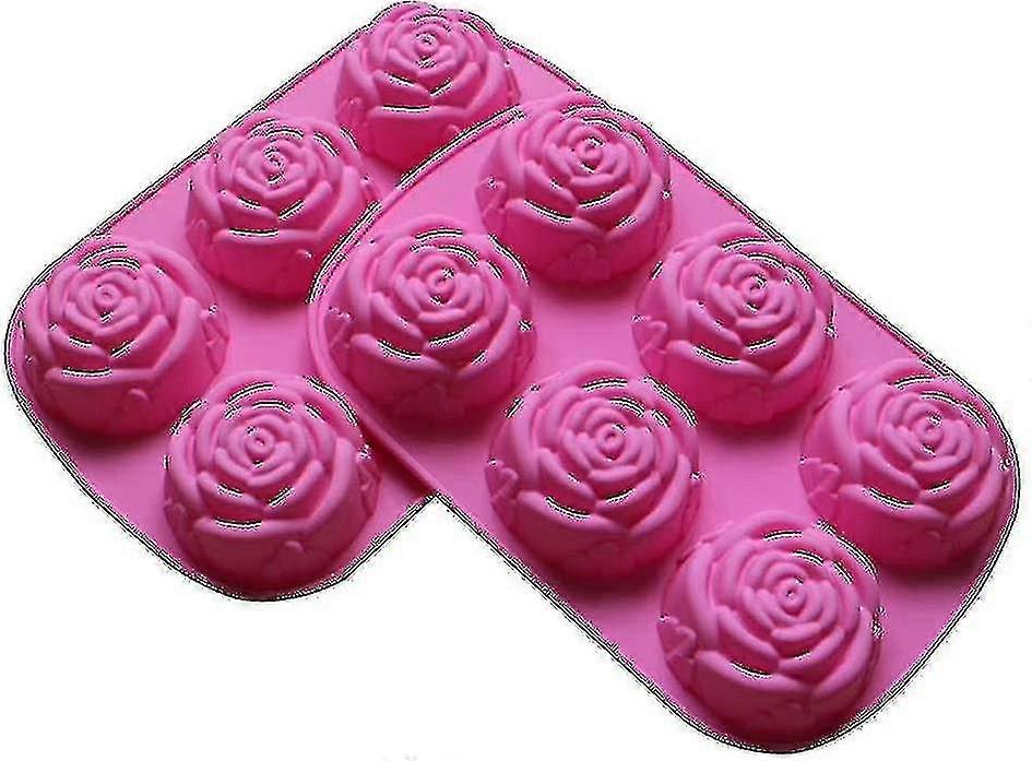 Set Of 2 Large Rose Flower Ice Cube Chocolate Soap Tray Mold Silicone Party Maker