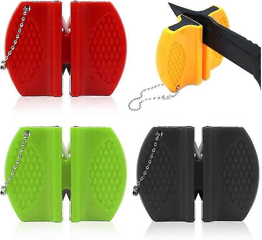 2pcs Portable Kitchen Knife Sharpener,thick And Fine Steps Mini Pocket Knife Sharpening Tool(2 Colors Randomly