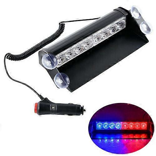 8 LEDs Car Red Blue Strobe Flash Lights 6 Mode Police Warning Flashing Dash Lamp