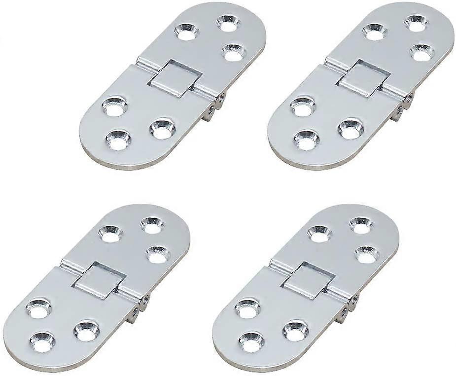 4Pcs Folding Table Hinges, Flat Foldable Cabinet Door Hinges, Zinc Metal Round Edge Sewing Machine Folding Table Furniture Flip Shelf Hinge, for Furni