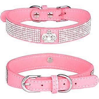 Rhinestone Dog Cat Collar Bling Diamonds with Rhinestone Crown Decoration for Small to Medium Dogs