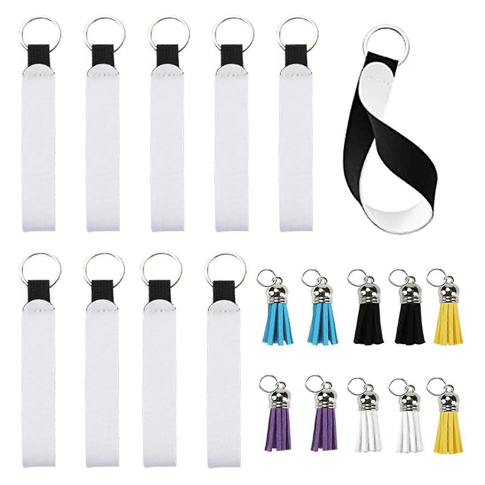 30 Pcs Sublimation Blank Keychain Set 10Pcs Neoprene Dive White Wrist Straps
