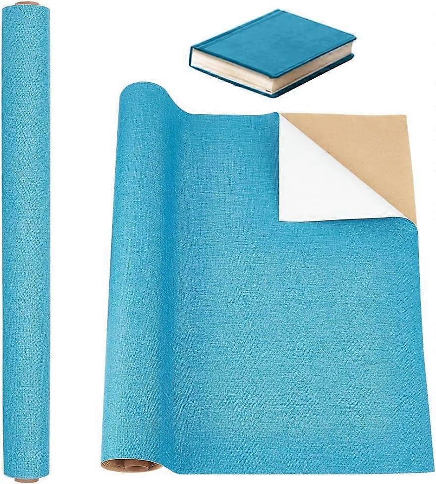 1 Sheet Rectangle Linen Fabric with Paper Back for Book Binding Dark Turquoise 100x43x0.05cm