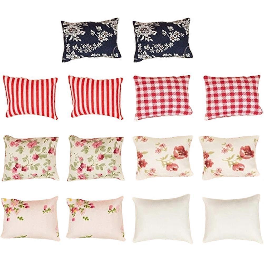 14pcs Mini House Sofa Back Cushion Miniature Sofa Throw Pillows Mini Model